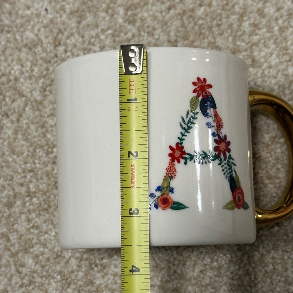 Letter “A” White Ceramic Floral 16 Ounce Mug NWOT - Picture 6 of 7